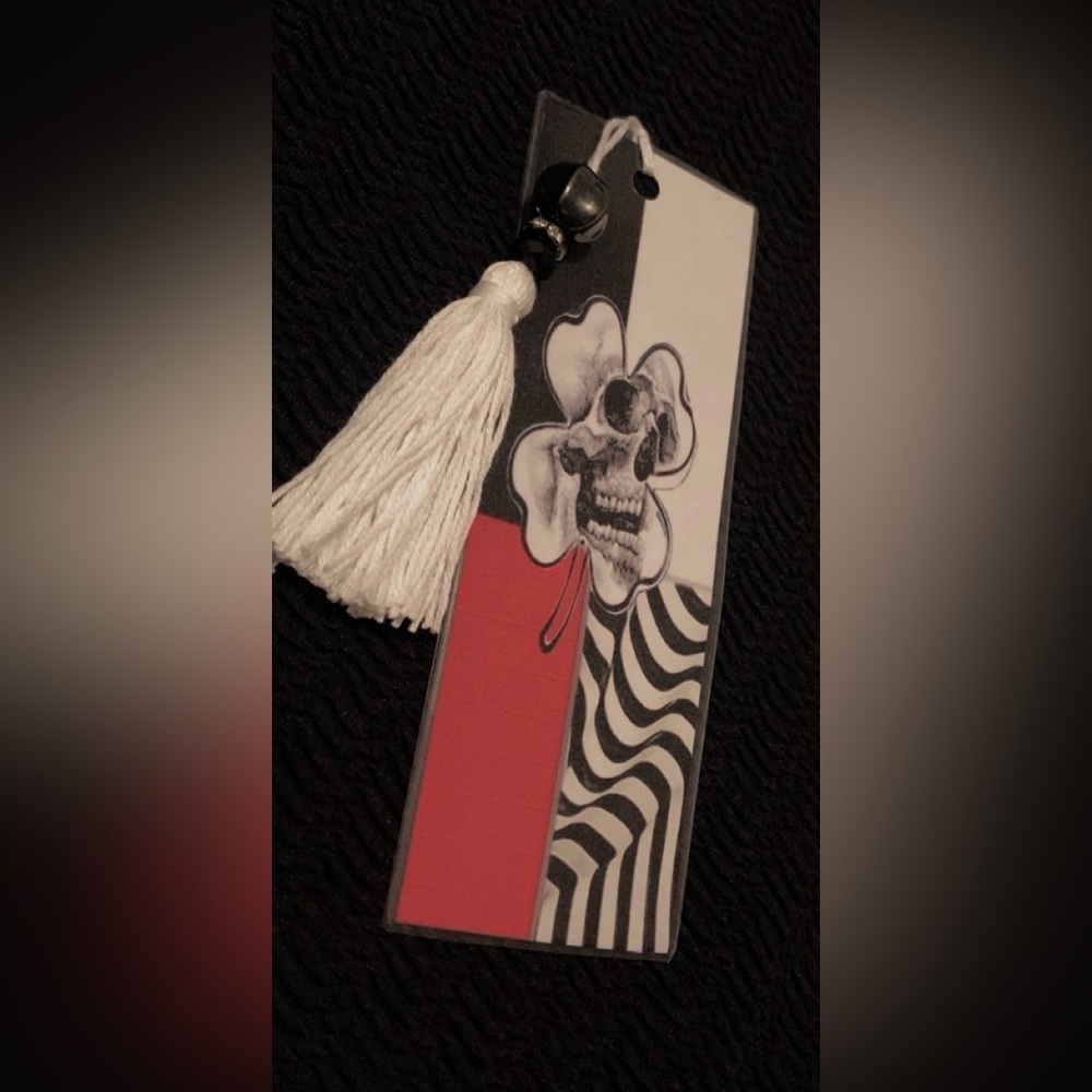 Skull and Flower Bookmark with Tassel